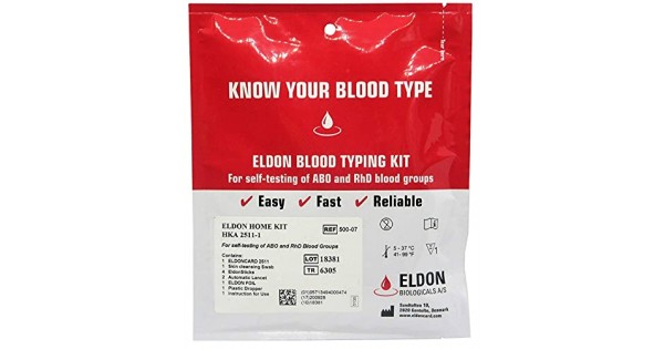 Eldoncard Blood Type Test Complete Kit Air Sealed Envelope