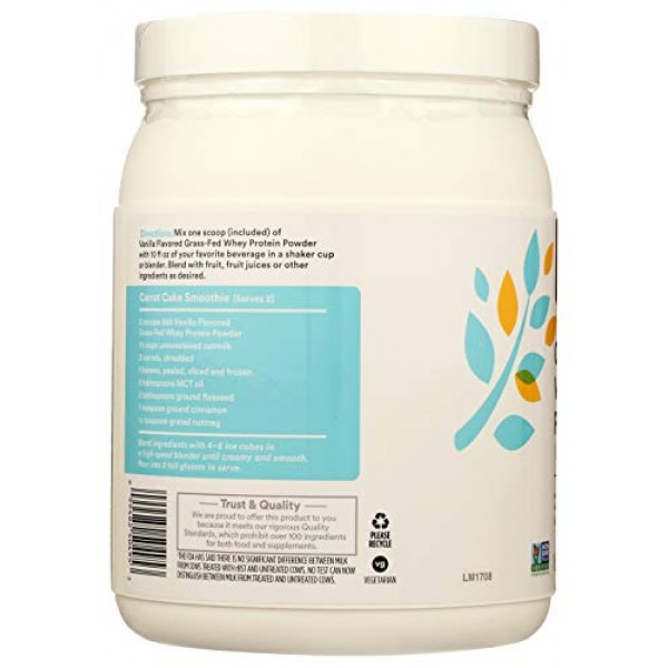Vanilla Grass Fed Whey Protein, 18 oz at Whole Foods Market