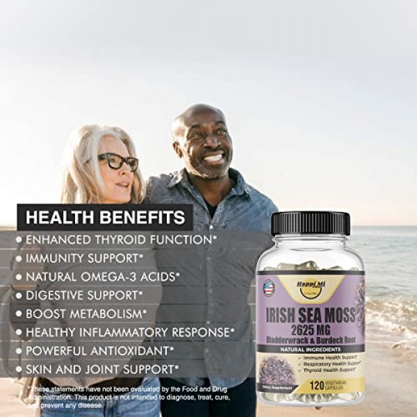 Happi Mi Nutrition Irish Sea Moss Organic 2625mg, Sea Moss,