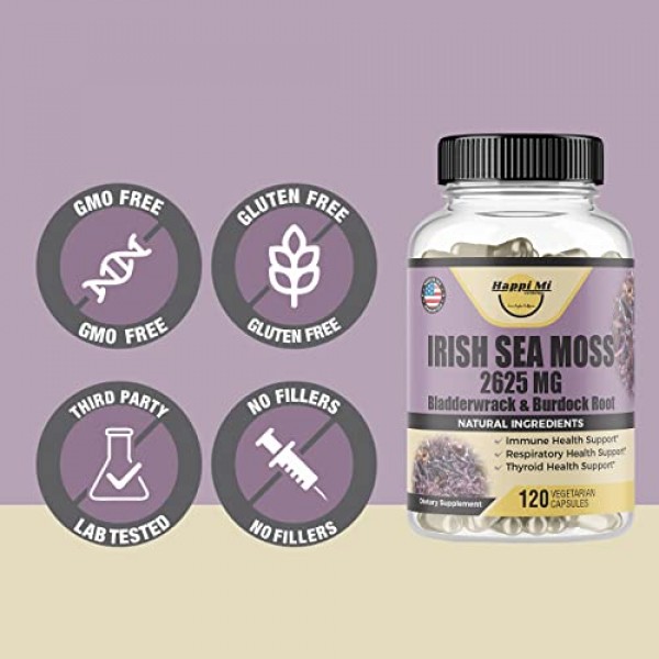 Happi Mi Nutrition Irish Sea Moss Organic 2625mg, Sea Moss,
